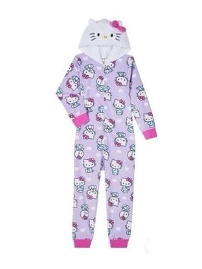 NWT. HELLO KITTY Girls Hooded Union Suit